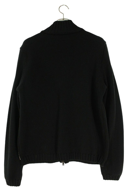 EMPORIO ARMANI Black Faux Leather Trim Driver's Knit Size L