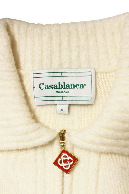 CASABLANCA Multi Wool Blend Half-Zip Polo Knit Size M