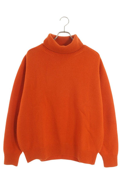 stein Extra Fine Wool Turtleneck Knit Orange Size M