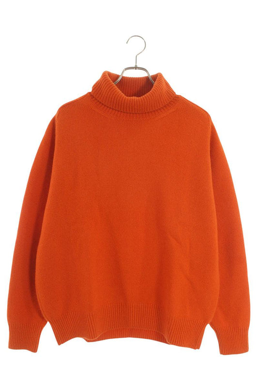 stein Extra Fine Wool Turtleneck Knit Orange Size M