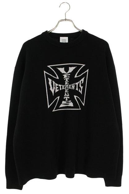 VETEMENTS 26SS Double Biker Cross Knit Black Size XS