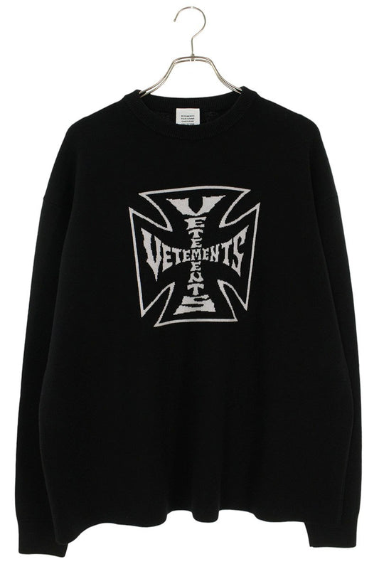 VETEMENTS 26SS Double Biker Cross Knit Black Size M