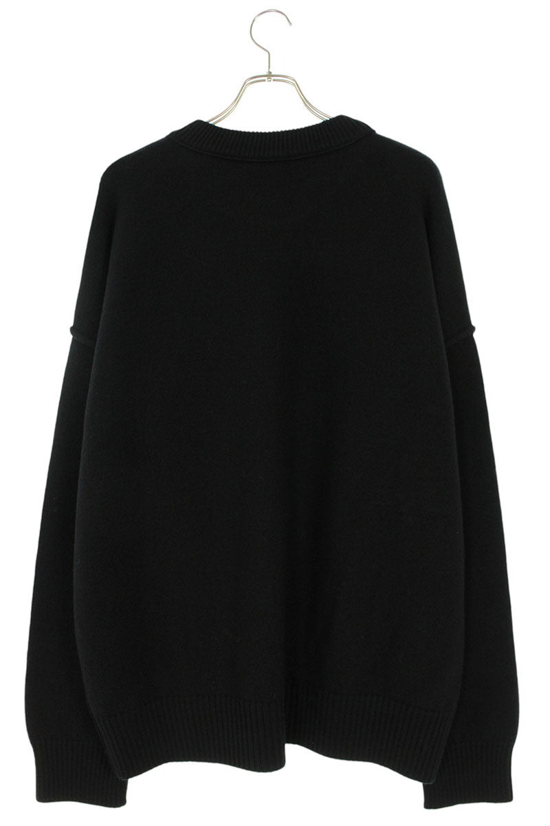 AMI 26SS Embroidered Knit Sweater Black x Red Size XXL