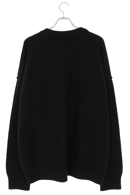 AMI 26SS Embroidered Knit Sweater Black x Red Size XXL