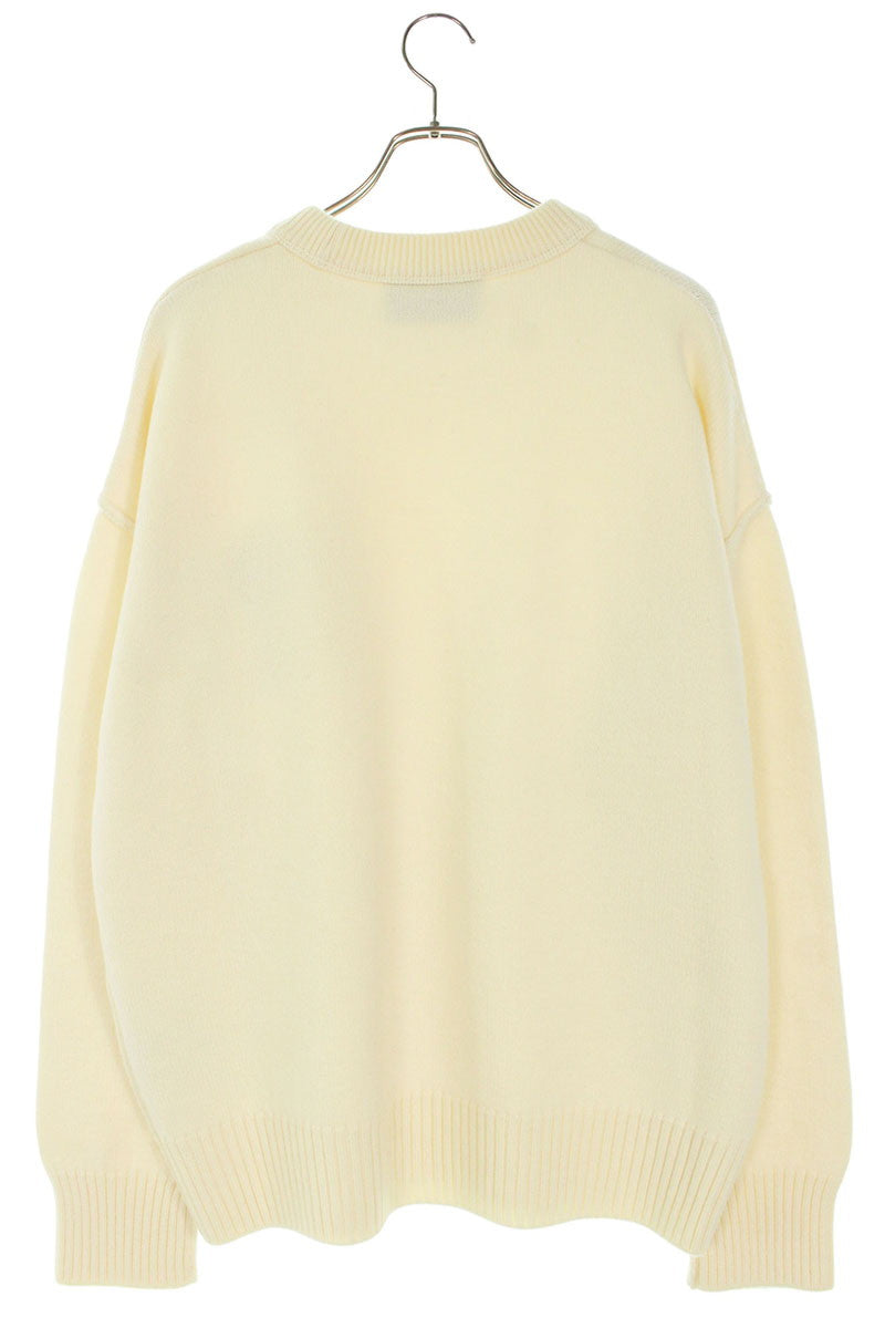 AMI 26SS Embroidered Knit Sweater White x Red Size XXL