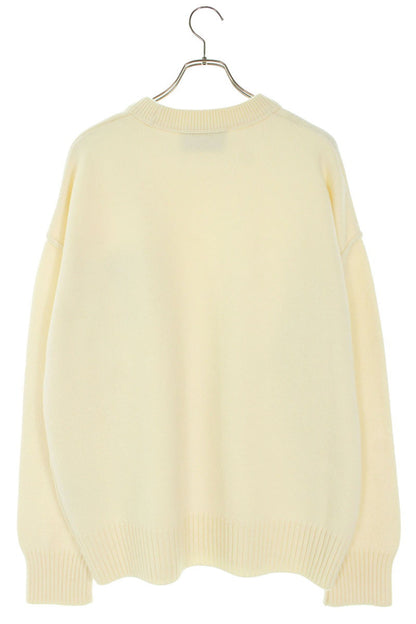 AMI 26SS Embroidered Knit Sweater White x Red Size XXL