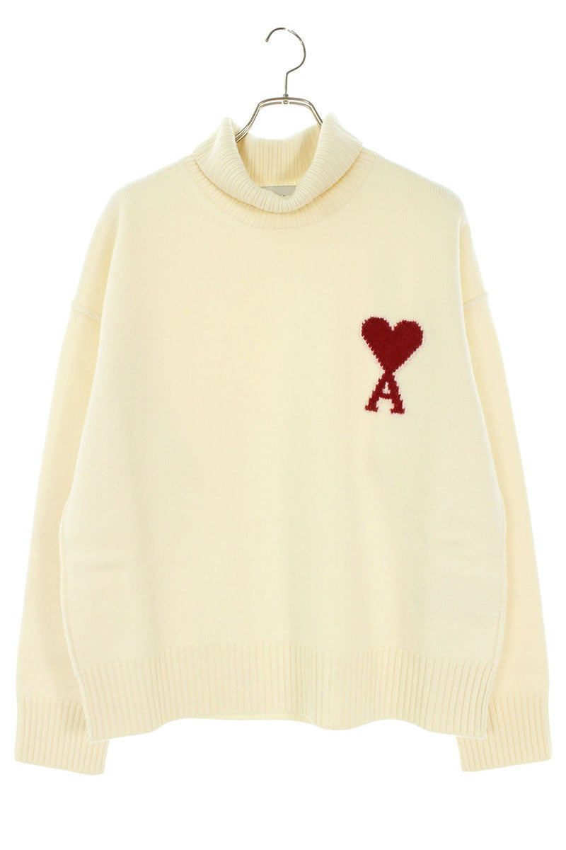 AMI 26SS Knit Sweater White x Red Size M