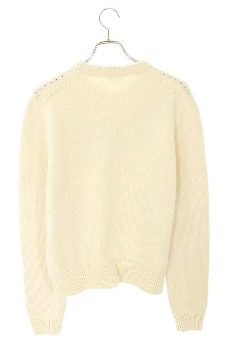 CELINE 26SS Logo Embroidered Cashmere Crewneck Knit Size L