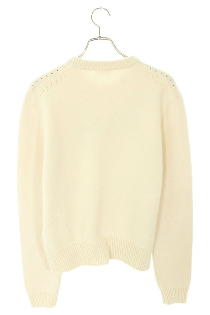 CELINE 26SS Logo Embroidered Cashmere Crewneck Knit Size L