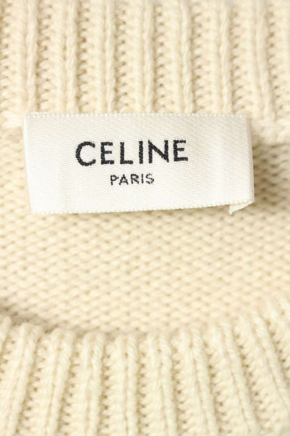 CELINE 26SS Logo Embroidered Cashmere Crewneck Knit Size L