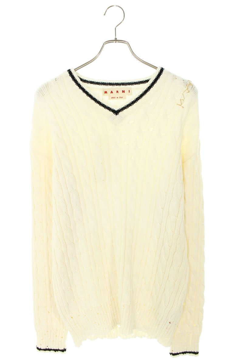 Marni Distressed Tilden Knit White Size L