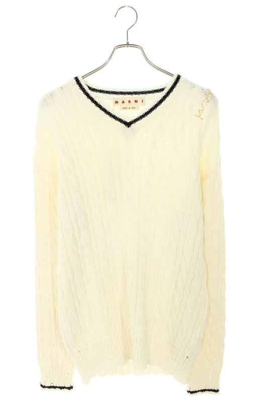 Marni Distressed Tilden Knit White Size L