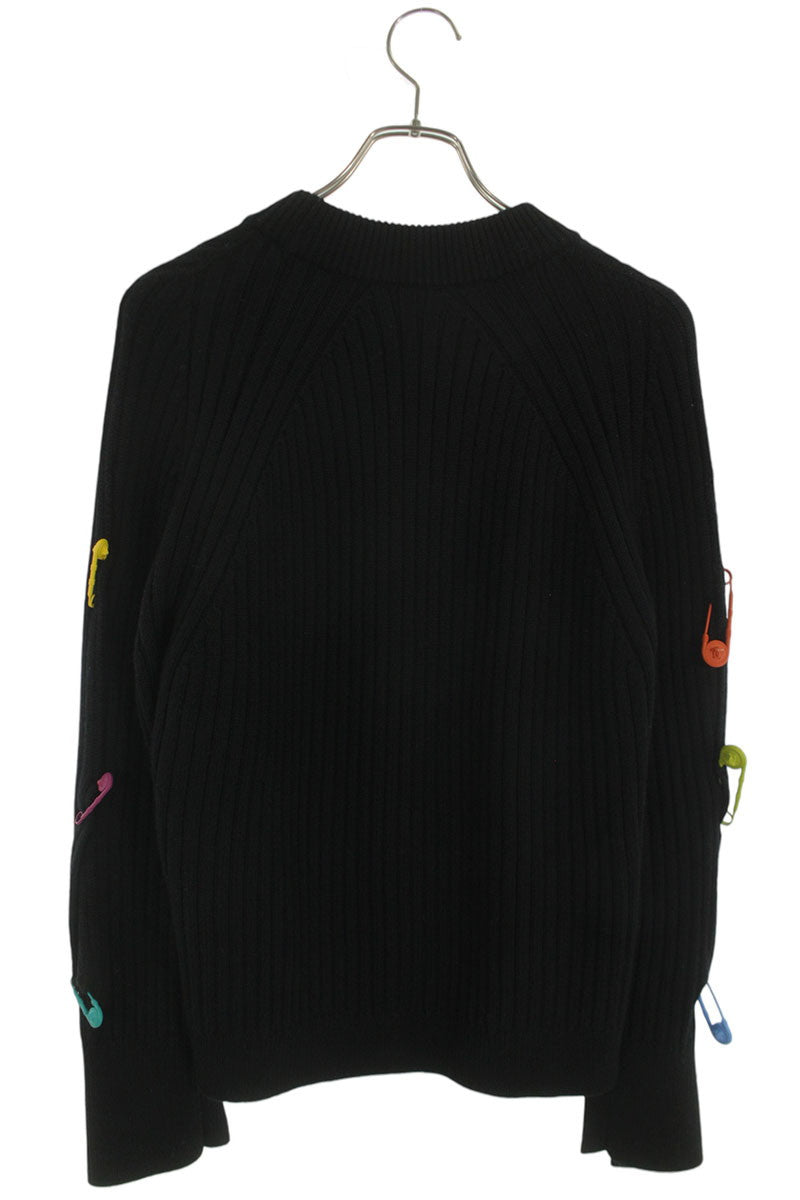 Versace Safety Pin Crewneck Wool Knit Multi Size XL