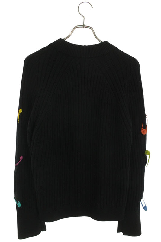 Versace Safety Pin Crewneck Wool Knit Multi Size XL