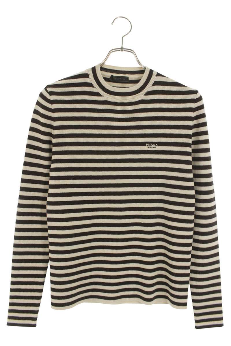 PRADA Logo Embroidered Super Fine Wool Crewneck Multi Size S