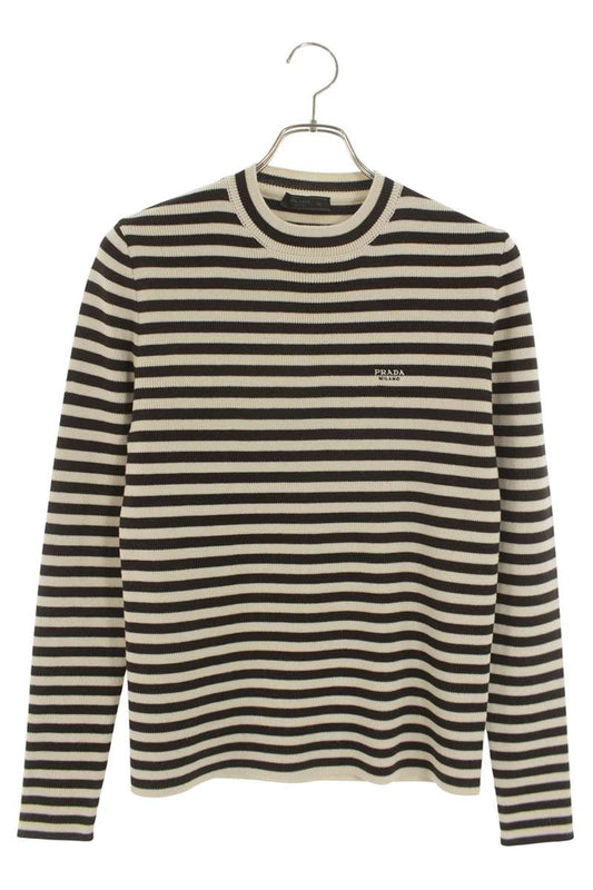 PRADA Logo Embroidered Super Fine Wool Crewneck Multi Size S