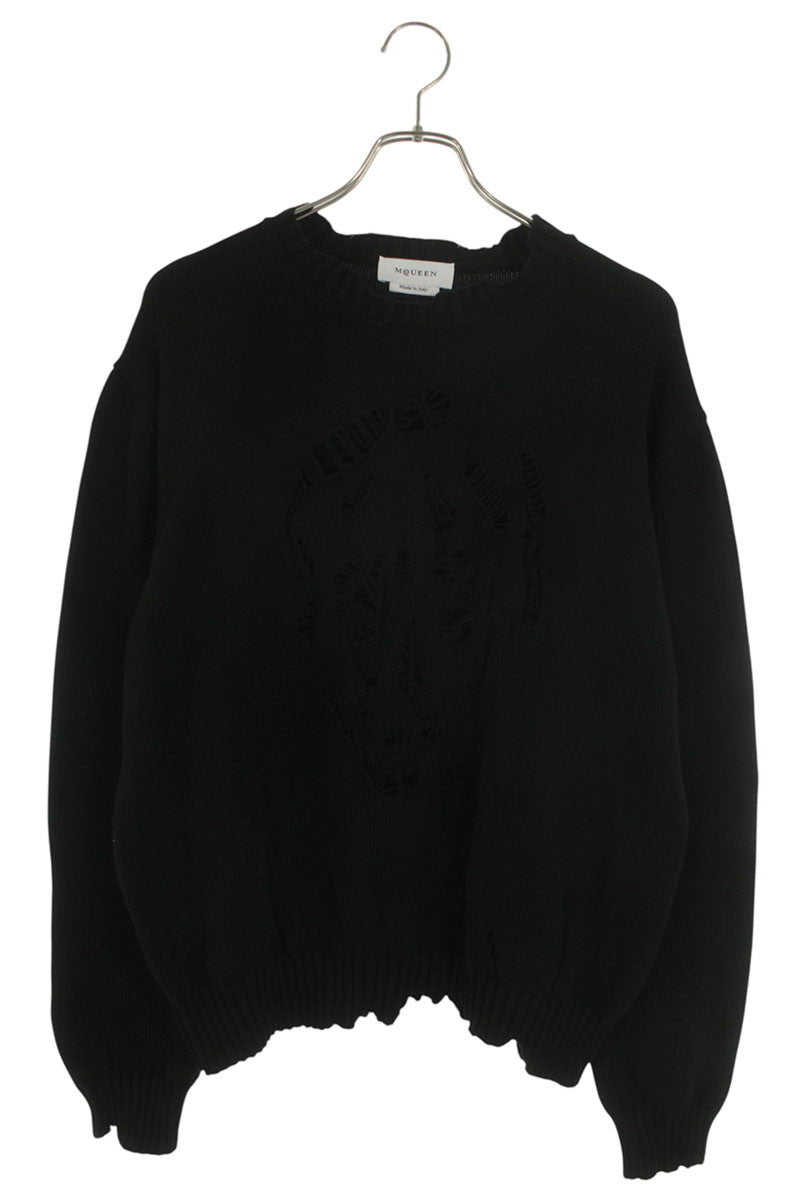 Alexander McQUEEN Skull Distressed Knit Black Size XL
