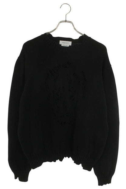 Alexander McQUEEN Skull Distressed Knit Black Size XL