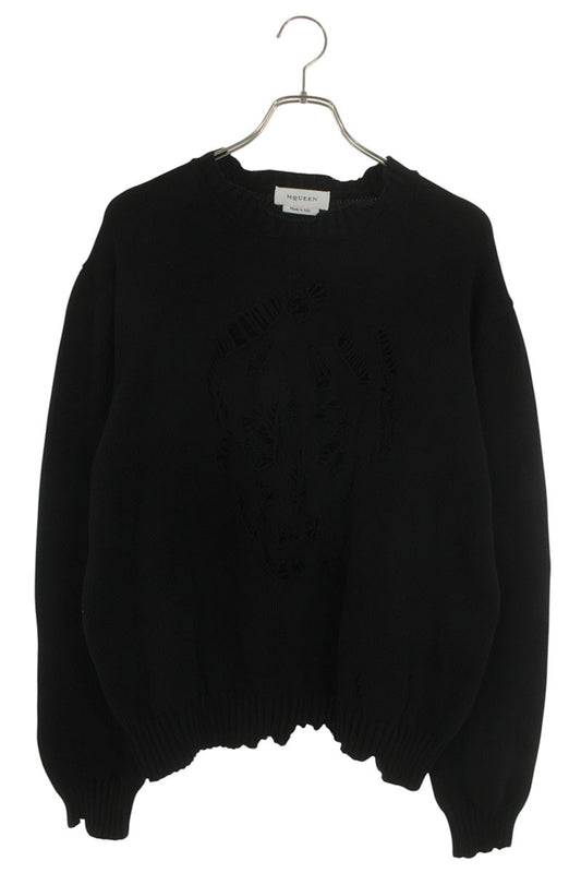 Alexander McQUEEN Skull Distressed Knit Black Size XL
