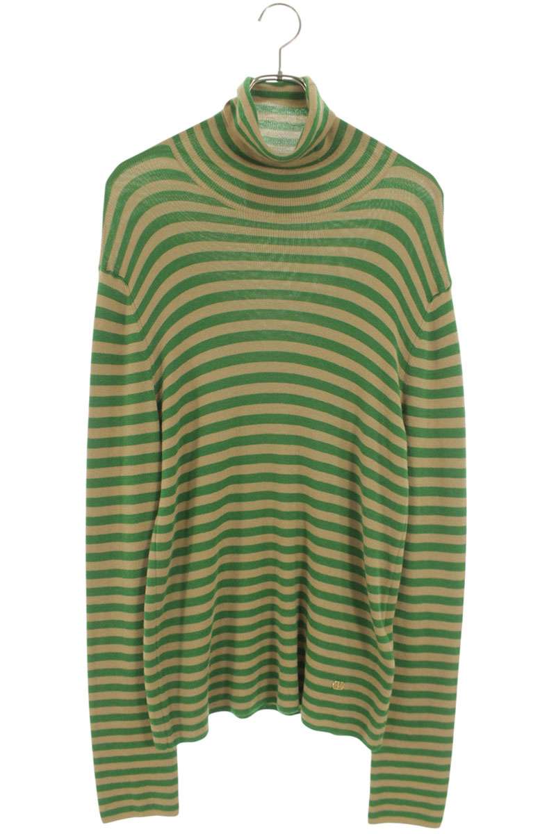 VALENTINO 26SS Wool Striped Turtleneck Knit Green Size L