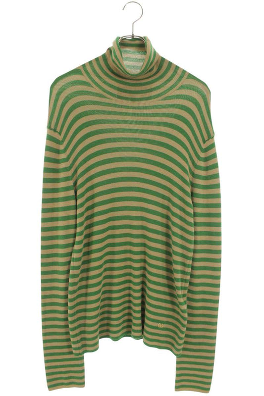 VALENTINO 26SS Wool Striped Turtleneck Knit Green Size L