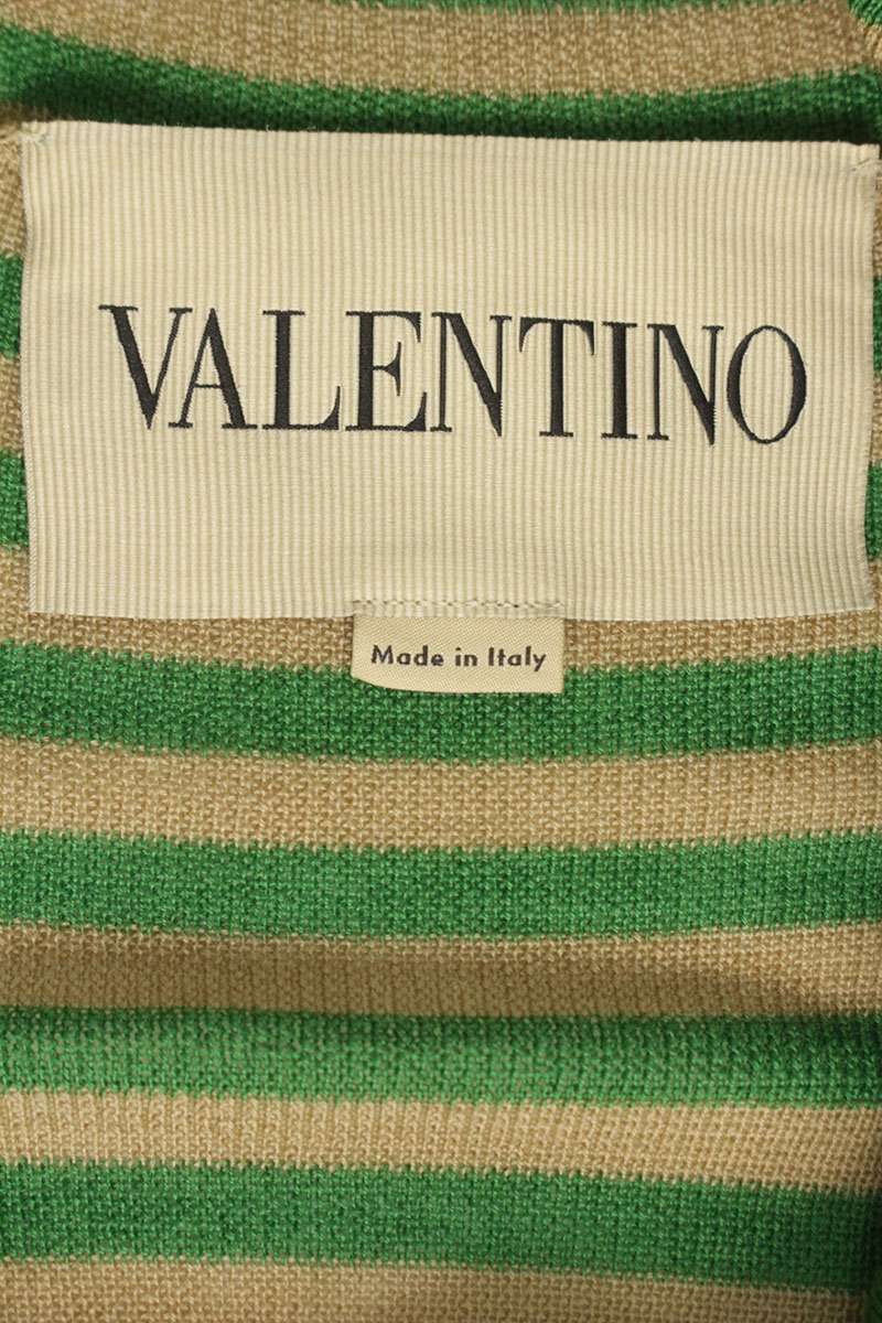 VALENTINO 26SS Wool Striped Turtleneck Knit Green Size L