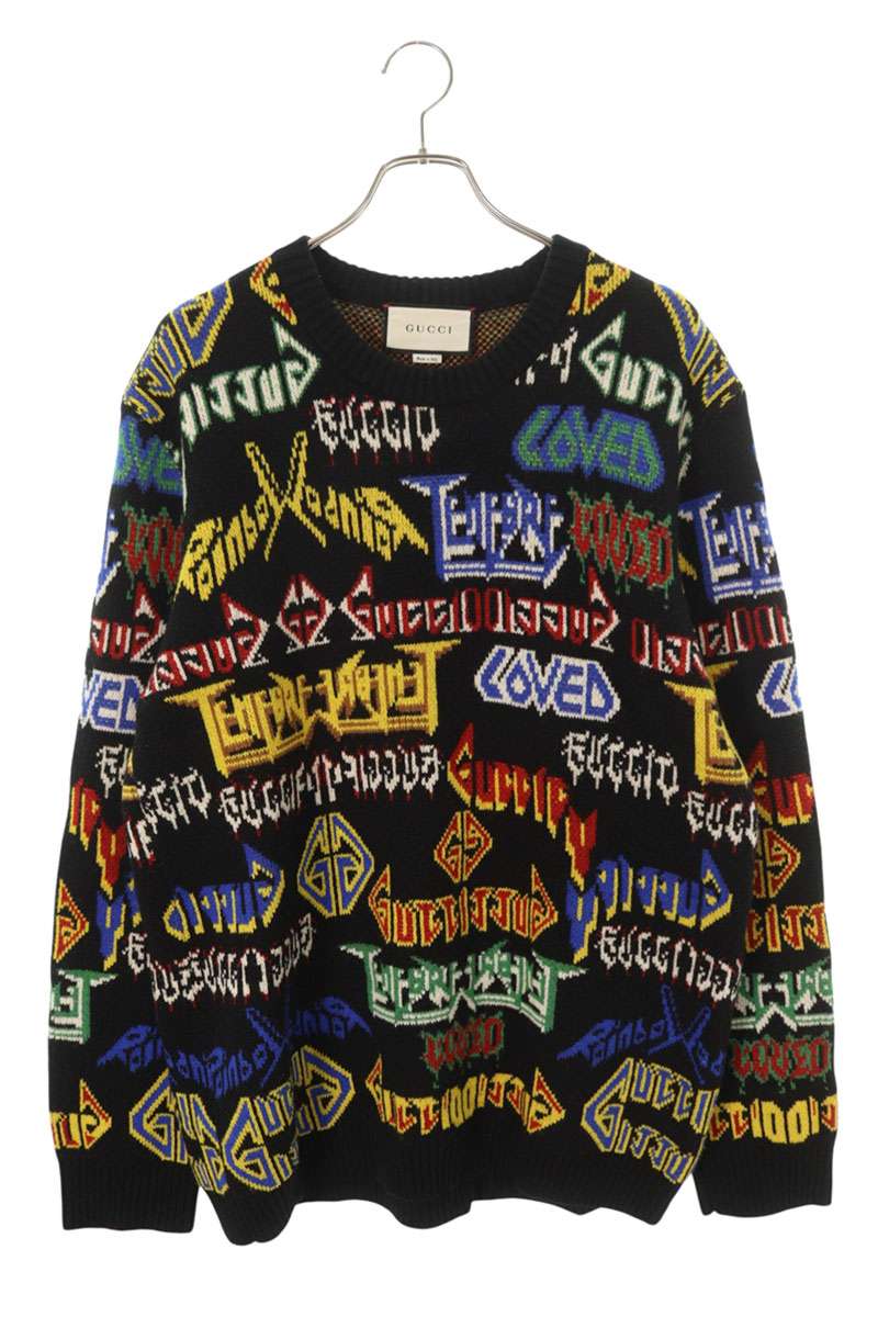 GUCCI Metallic Mix Wool Knit Black Size XL