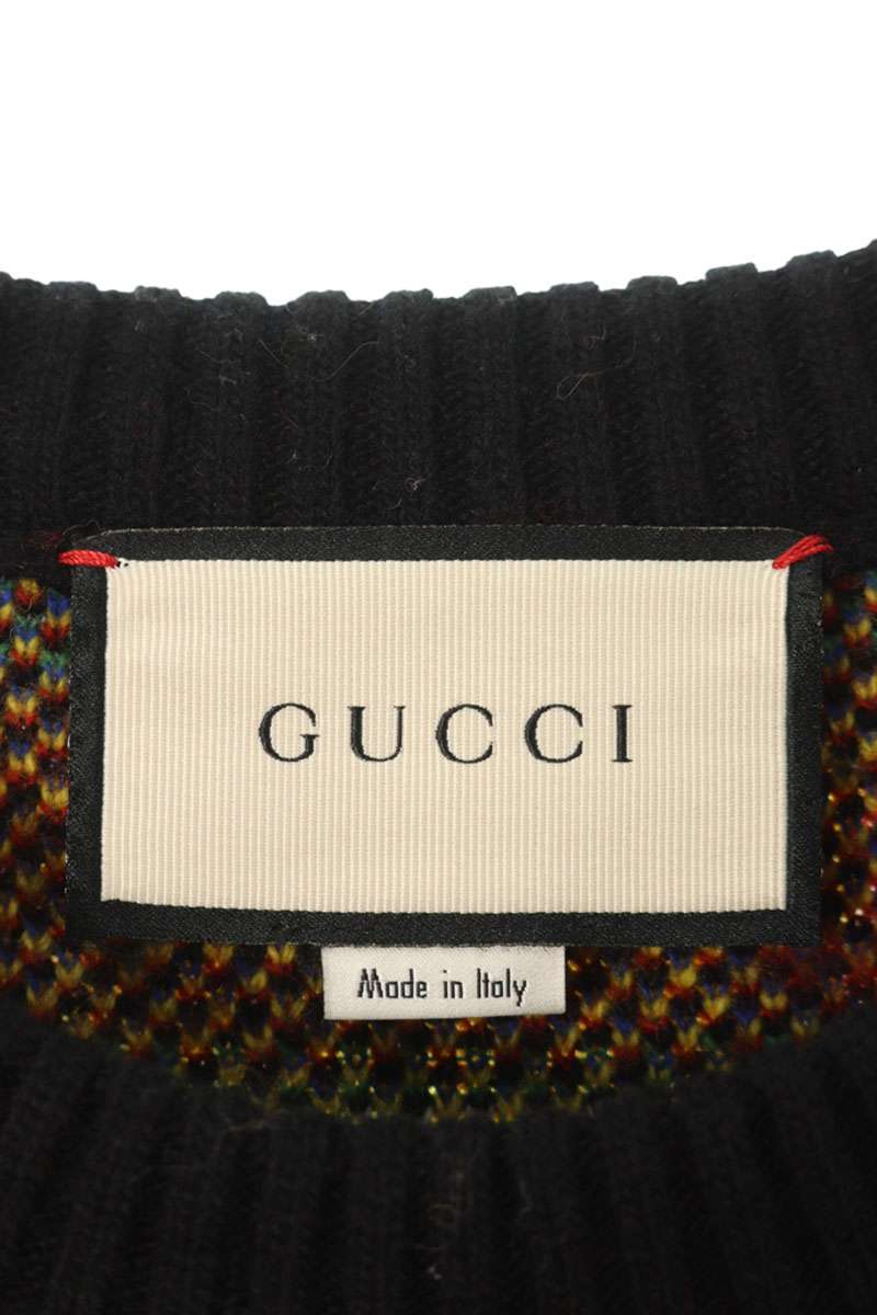 GUCCI Metallic Mix Wool Knit Black Size XL