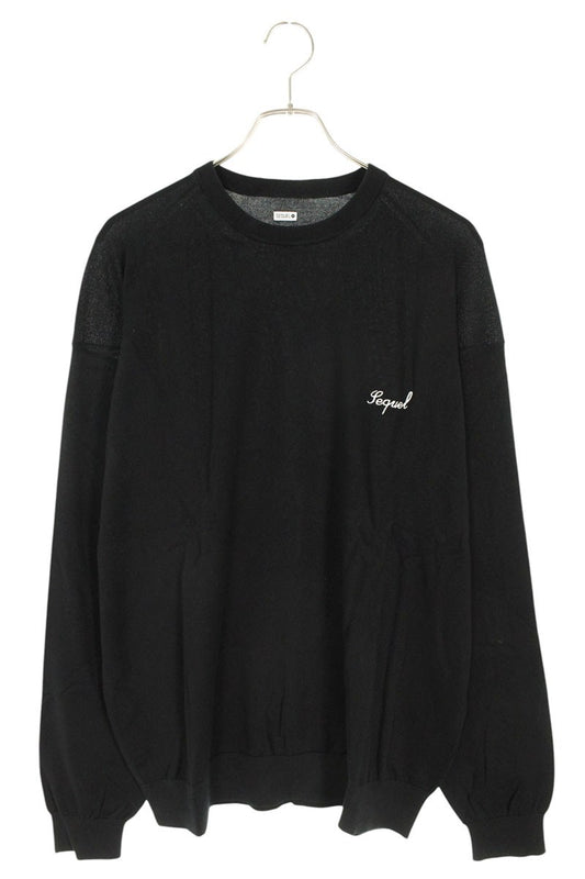 SEQUEL 25SS Cotton Logo Embroidered Knit Black Size S
