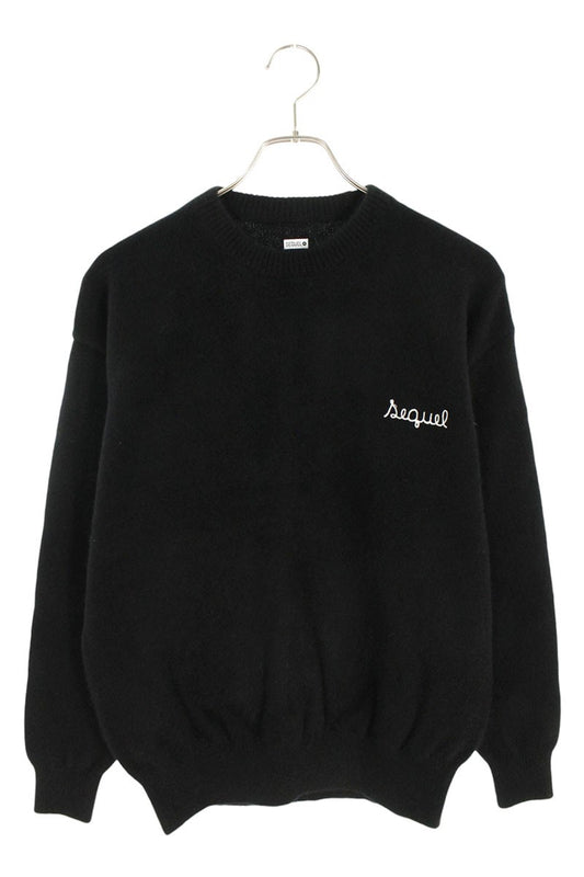 SEQUEL 24AW Black Logo Embroidered Knit Size S