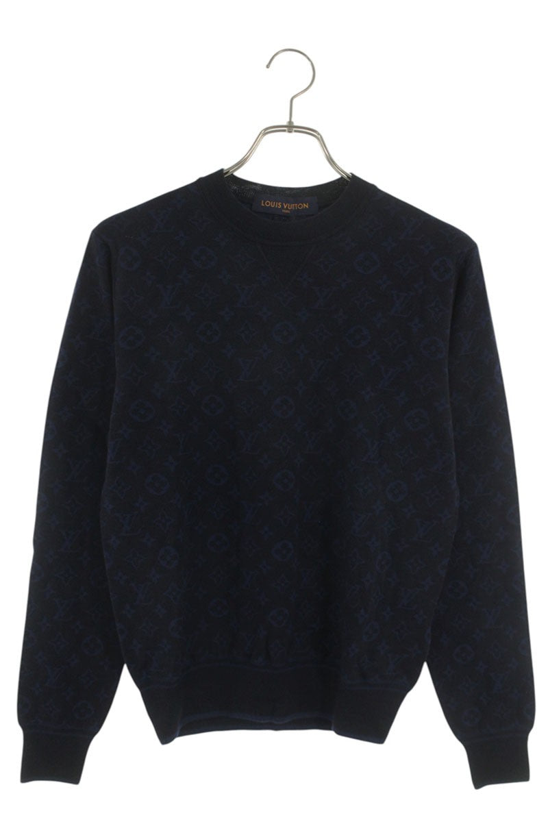 Louis Vuitton 18AW Crewneck Knit Sweater Blue x Black Size S