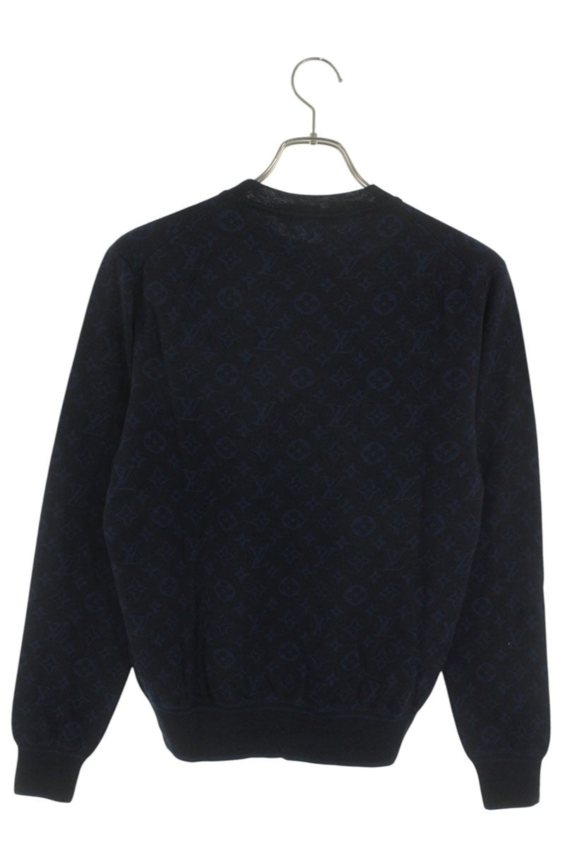 Louis Vuitton 18AW Crewneck Knit Sweater Blue x Black Size S