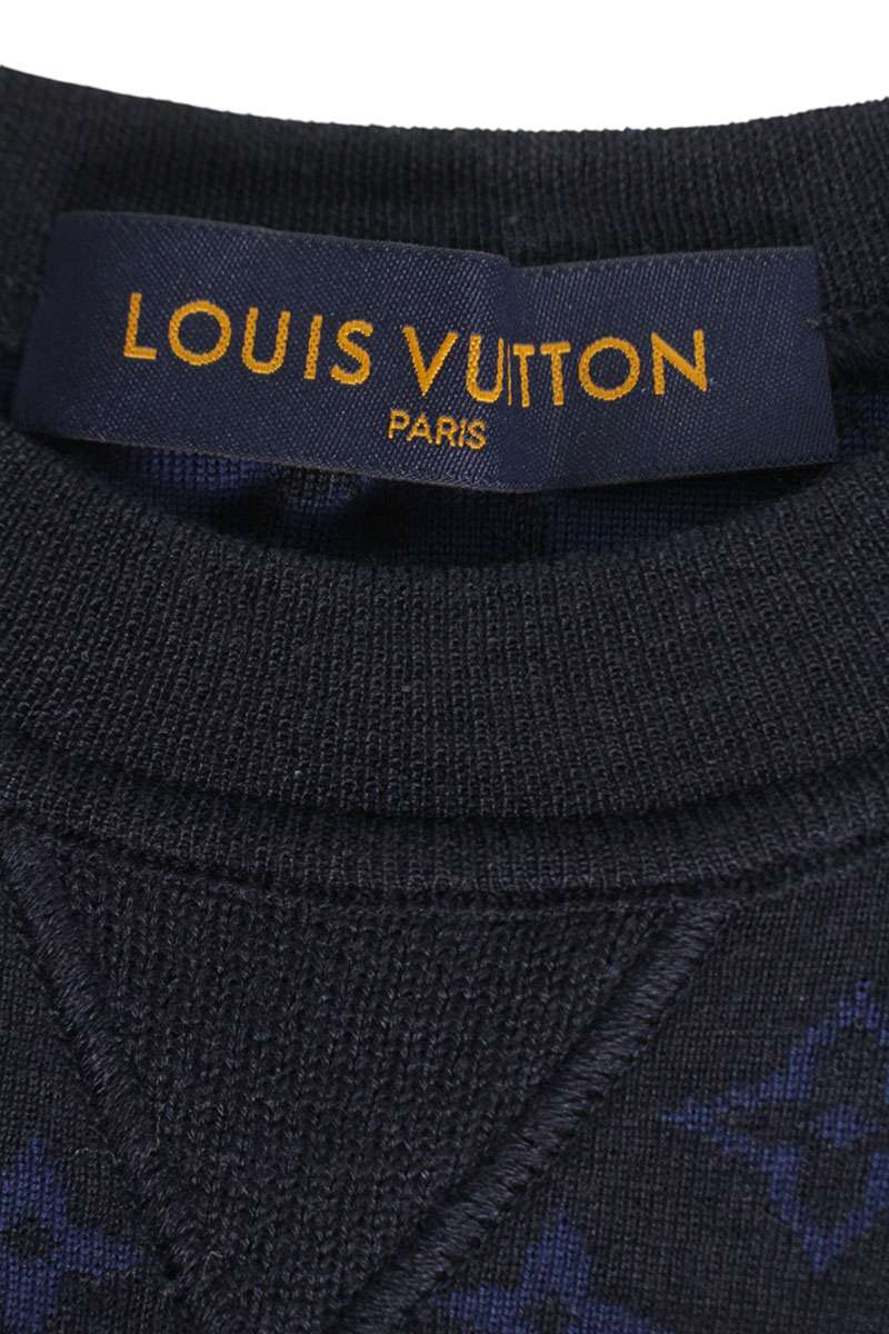 Louis Vuitton 18AW Crewneck Knit Sweater Blue x Black Size S