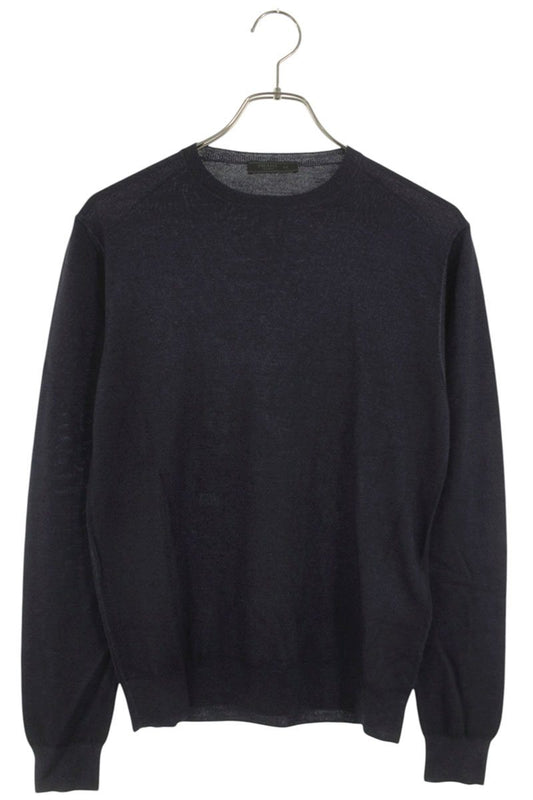 Prada Wool Silk High-Gauge Crewneck Knit Dark Gray Size S