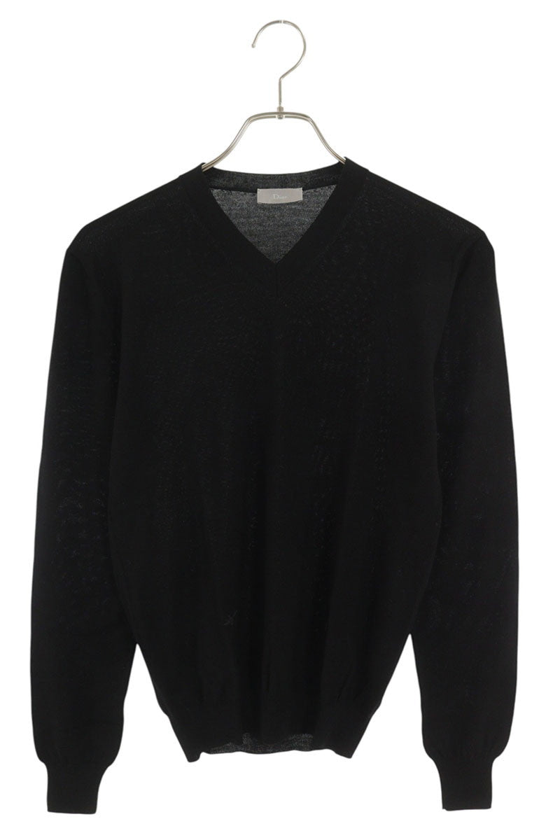 Dior HOMME Black Wool BEE Embroidered V-Neck Knit Size XXS