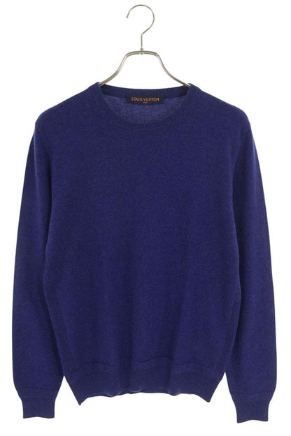 Louis Vuitton LV Logo Embroidered Crewneck Knit Sweater Blue Size S