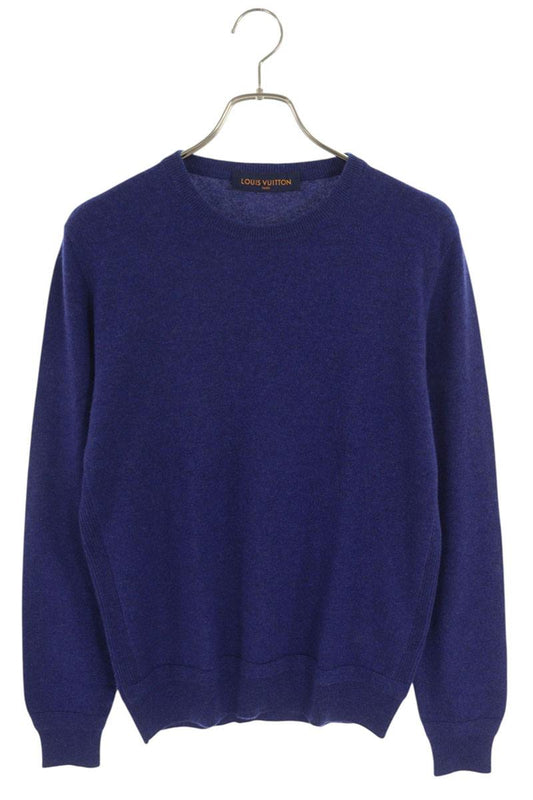 Louis Vuitton LV Logo Embroidered Crewneck Knit Sweater Blue Size S