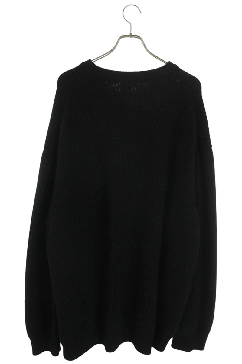 CELINE Black Front Logo Wool Angora Knit Size XL