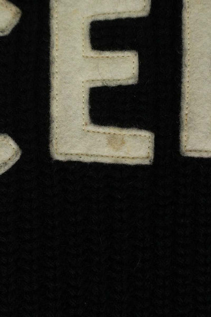 CELINE Black Front Logo Wool Angora Knit Size XL