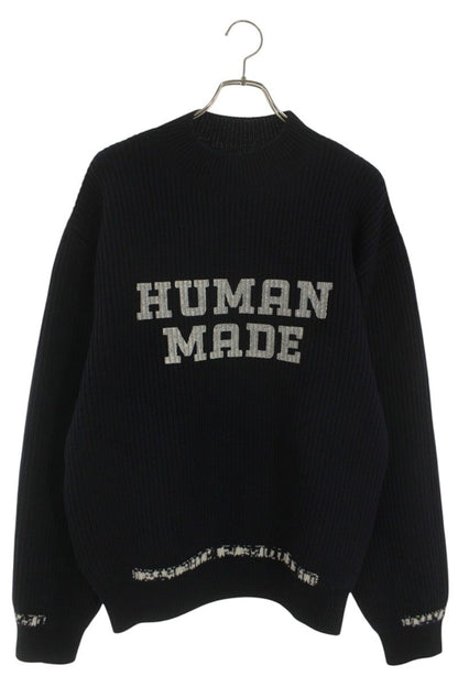 Human Made Logo Print Knit Sweater Blue Size XL