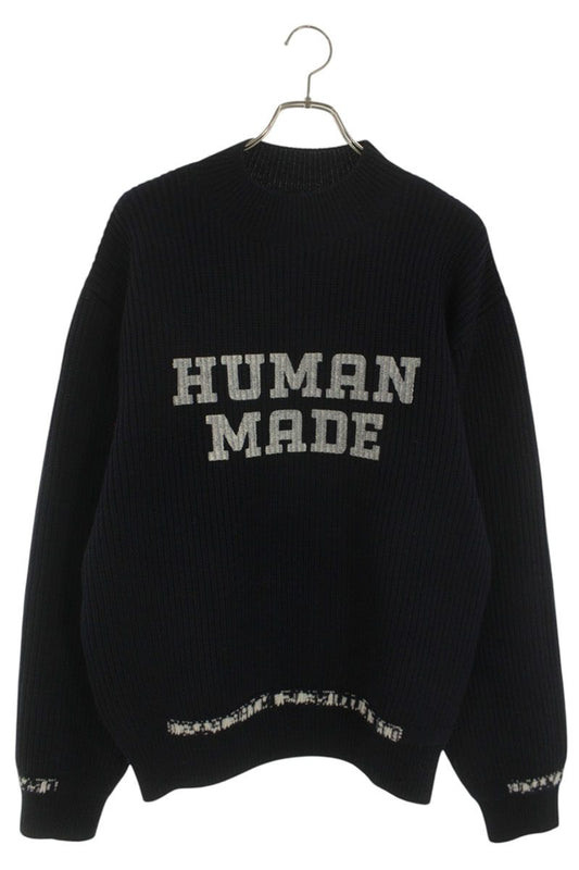 Human Made Logo Print Knit Sweater Blue Size XL
