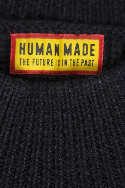 Human Made Logo Print Knit Sweater Blue Size XL