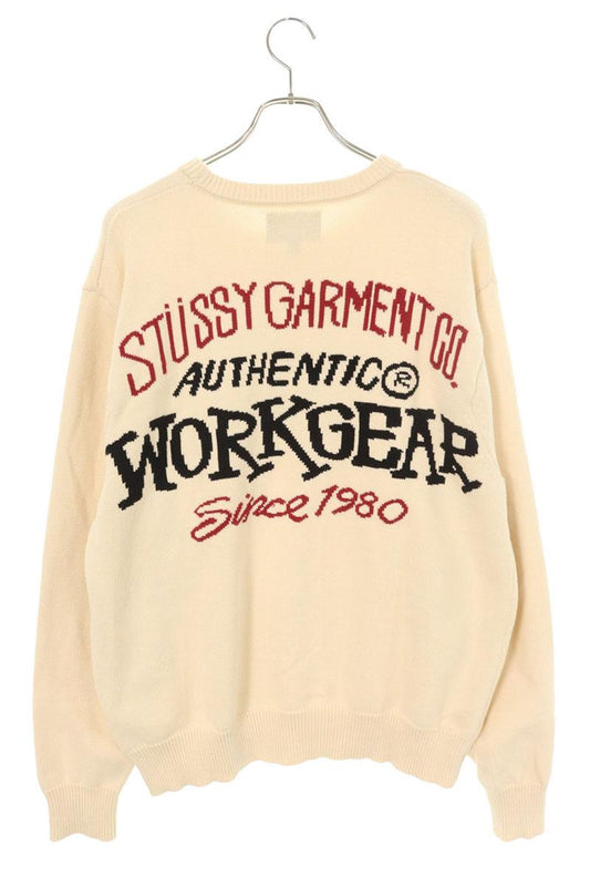 STUSSY Multi Cotton Back Logo Embroidered Knit Size L