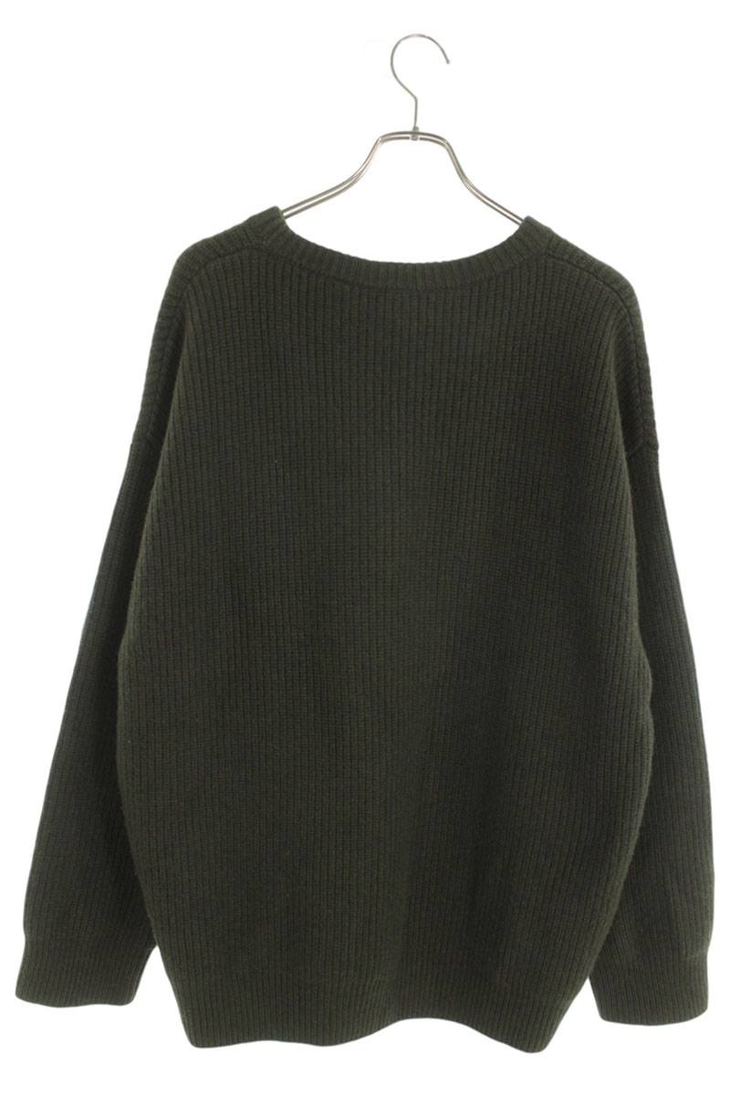 CELINE Multi Leopard Logo Patch Wool Crew Neck Knit Size M