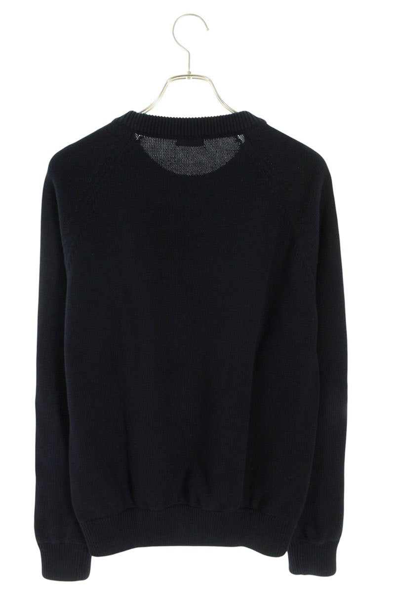 DIOR Navy Oblique Panel Cotton Silk Crew Neck Knit Size M