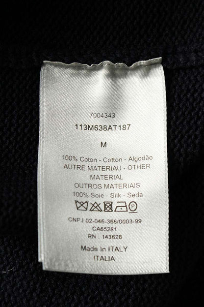 DIOR Navy Oblique Panel Cotton Silk Crew Neck Knit Size M
