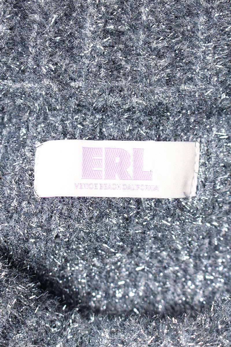 ERL Silver Skull Intarsia Metallic Nylon Knit Size XL