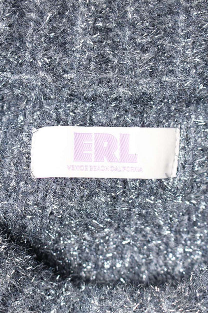 ERL Silver Skull Intarsia Metallic Nylon Knit Size XL