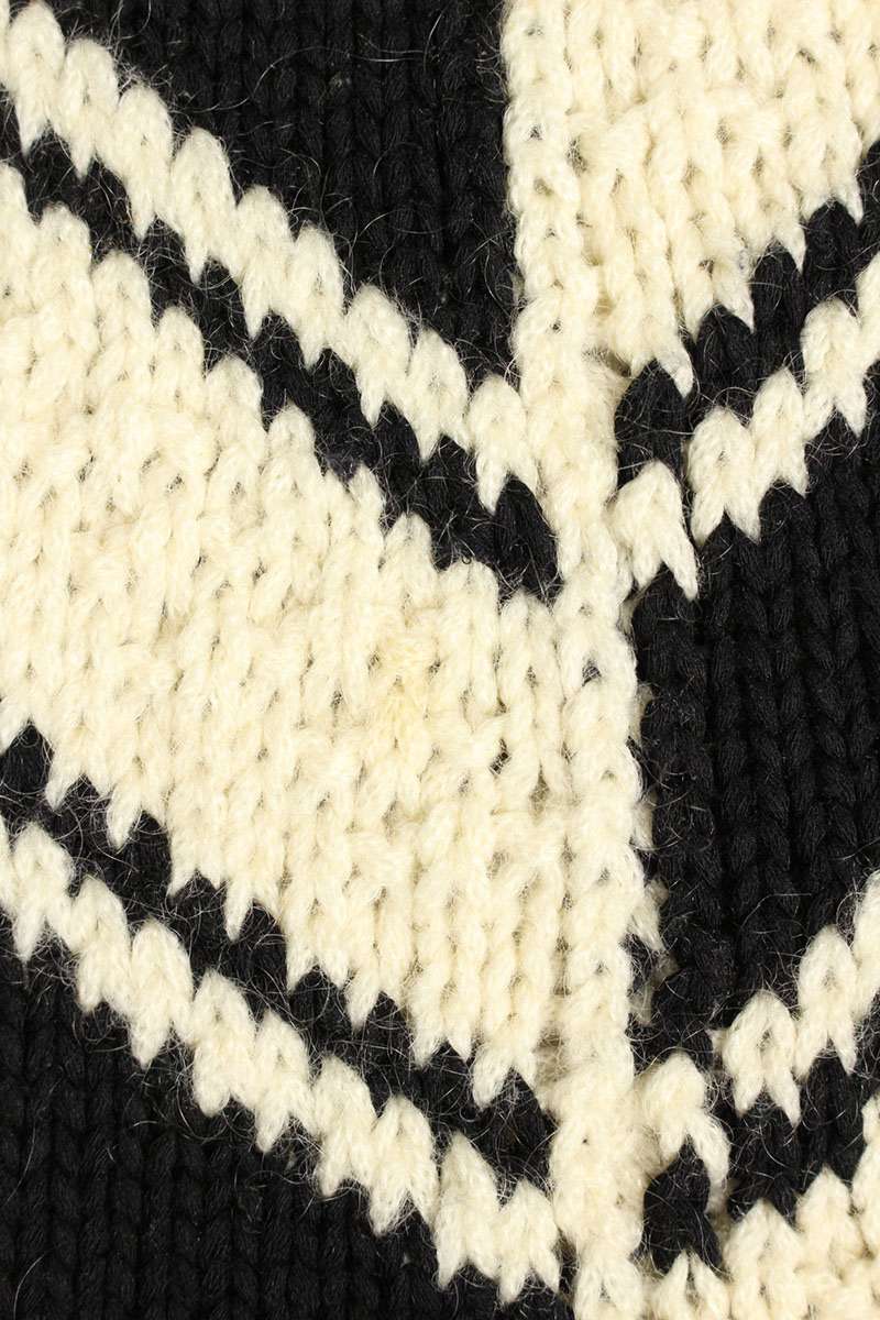 Saint Laurent Paris 21AW Wool Knit Sweater White x Black Size L