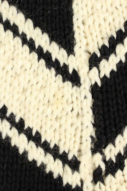 Saint Laurent Paris 21AW Wool Knit Sweater White x Black Size L
